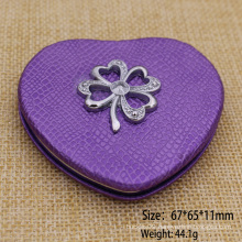 Supply Cheapest Leather Heart Shape Compact Mirror